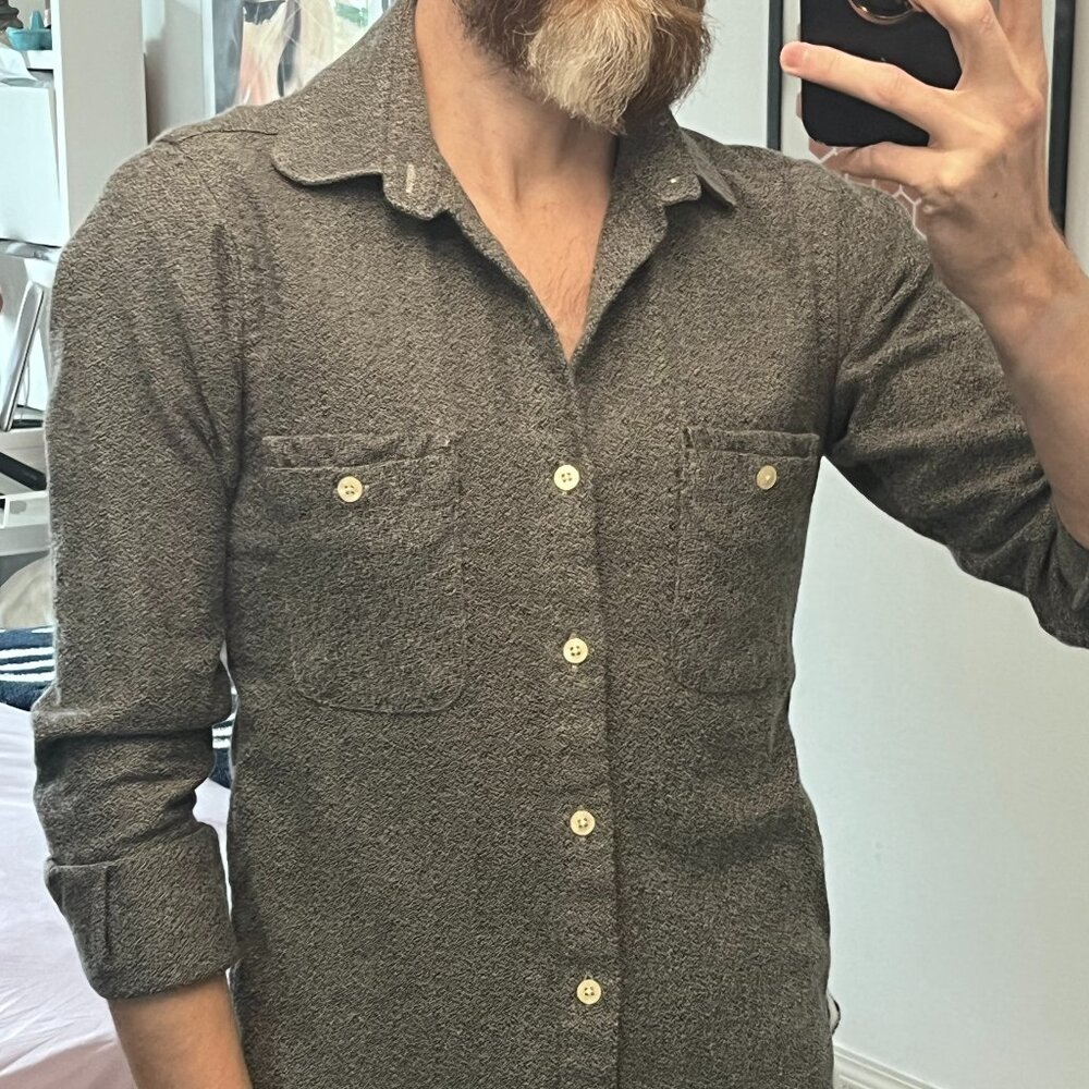 *Canadian Made* ~ Eighteen Waits ~ Long Sleeve Pocket Shirt Soft Grey *Vintage* - Picture 6 of 12